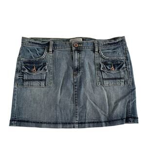 Vtg Y2K 2000s Old Navy Plus Micro Mini Denim Cargo Skirt Wmns 16 Punk Grunge
